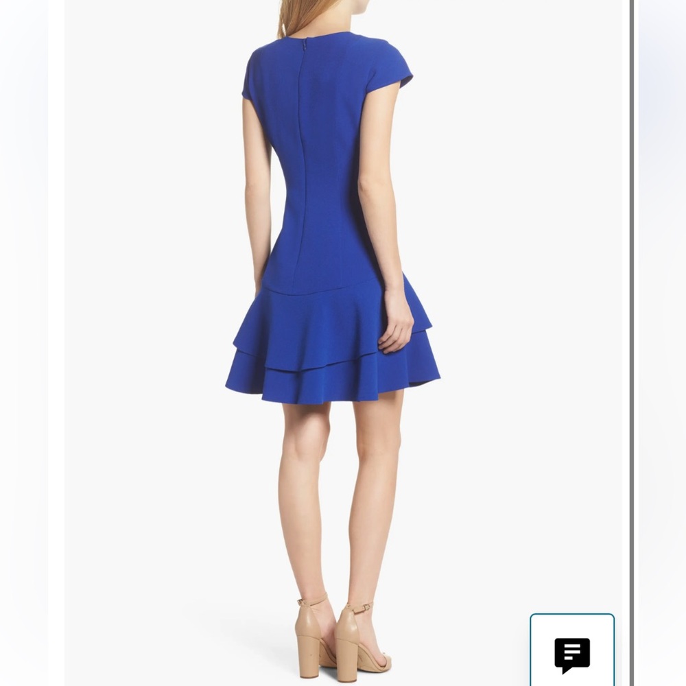 ✨$30✨Eliza J•Cap Sleeve Tiered Drop Waist A-Line Dress | Cobalt Blue | Size 6 - Picture 2 of 12